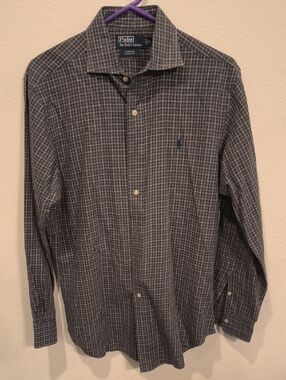 Polo by Ralph Lauren Navy, Maroon, White Plaid Button-Down Shirt Men's Medium